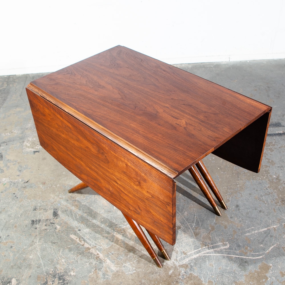 Mid Century Modern Dining Table Drop Leaf Craddock Danish Walnut Restored - Image 8