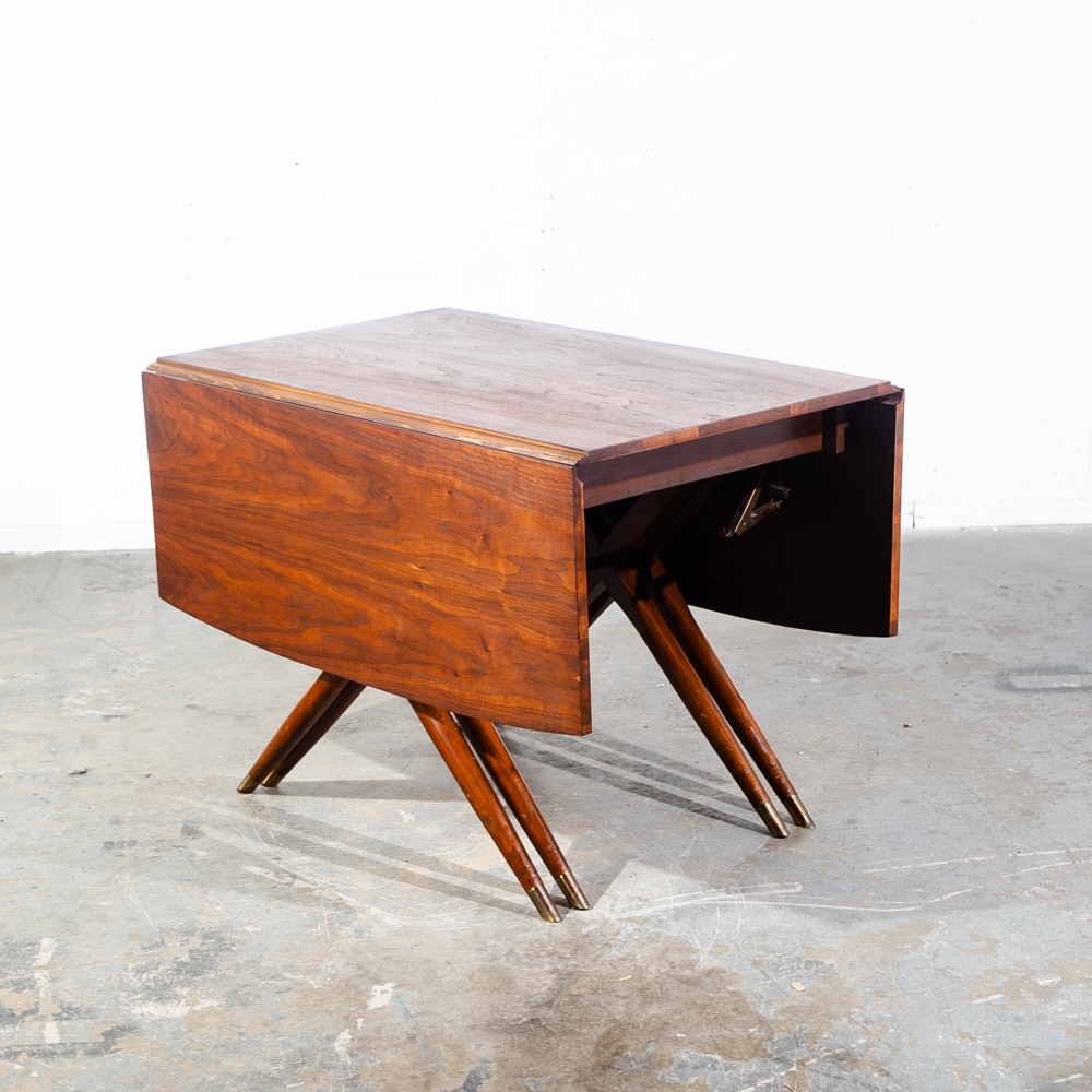 Mid Century Modern Dining Table Drop Leaf Craddock Danish Walnut Restored