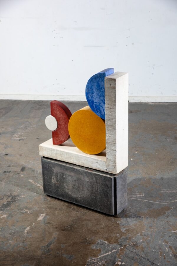 Mid Century Modern Sculpture Original Art Abstract Blue White Red Circles - Image 4