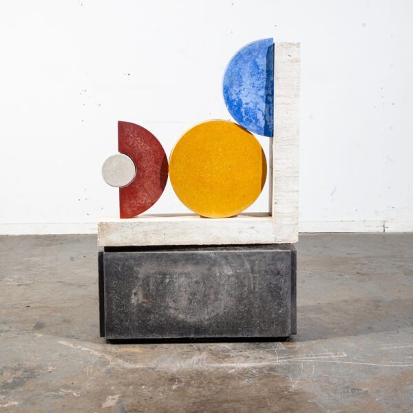 Mid Century Modern Sculpture Original Art Abstract Blue White Red Circles