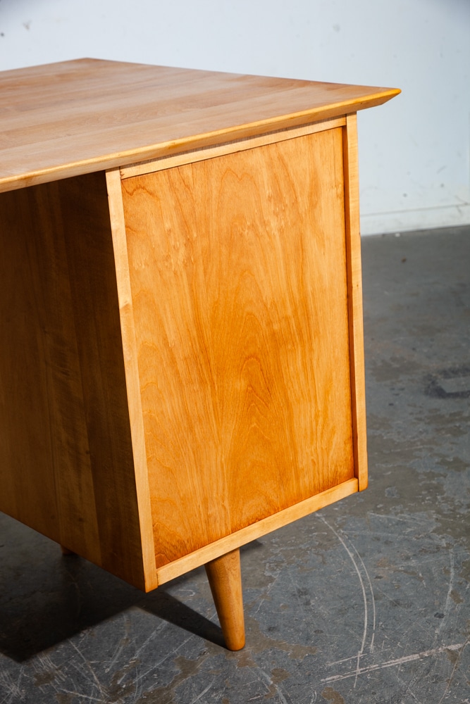 Mid Century Modern Desk Executive Office Paul Mccobb Planner Group Restored Mcm Blonde Solid Maple Danish - Image 10