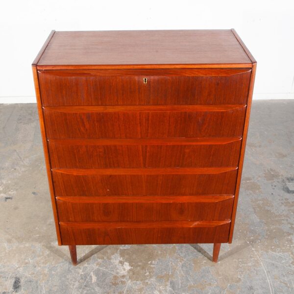 Mid Century Danish Modern Highboy Dresser Solid Teak 6 Drawer Ejsing Mobler Key - Image 4