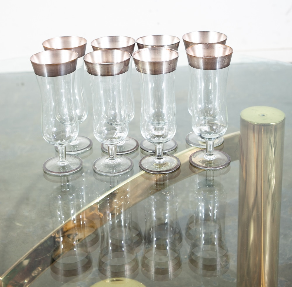 Mid Century Modern Glassware Barware Dorothy Thorpe Silver Lined 35 pc Set Mcm - Image 3