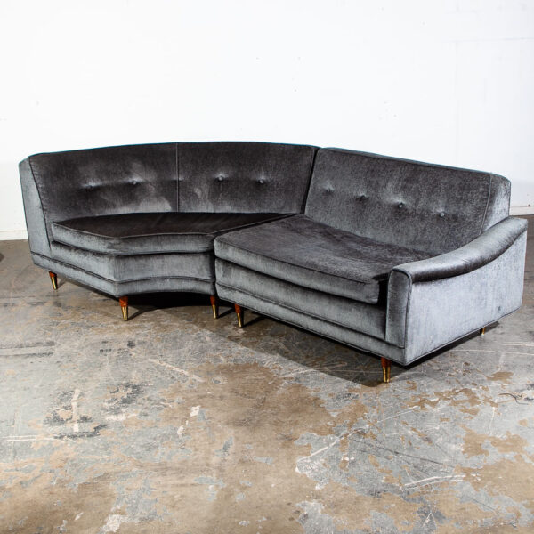 Mid Century Modern Sectional Sofa Kroehler Valentine Couch Grey Blue Danish