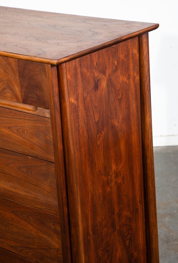 Mid Century Modern Dresser Highboy Walnut 5 Drawer Restored Danish Vintage Chest - Image 8