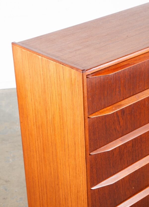 Mid Century Danish Modern Highboy Dresser Solid Teak 6 Drawer Ejsing Mobler Key - Image 9