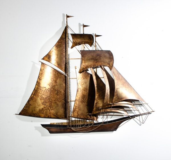 Mid Century Modern Wall Hanging Original Art C Curtis Jere Ship Boat Brass Huge Large - Image 5