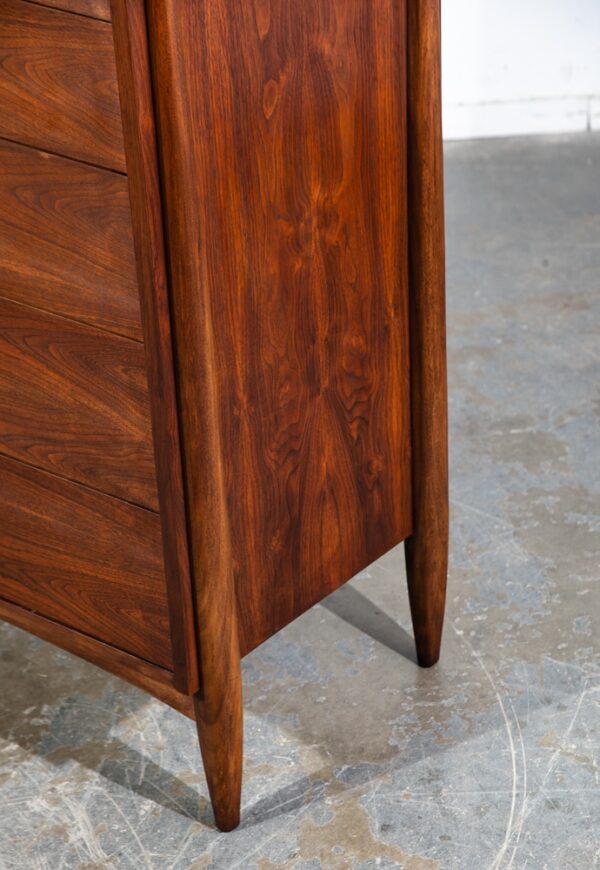 Mid Century Modern Dresser Highboy Walnut 5 Drawer Restored Danish Vintage Chest - Image 9