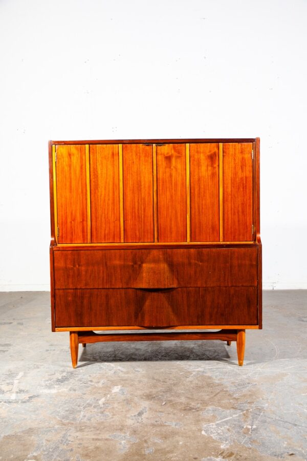 Mid Century Modern Dresser Highboy 5 Drawer Walnut Broyhill Drexel High Danish - Image 7
