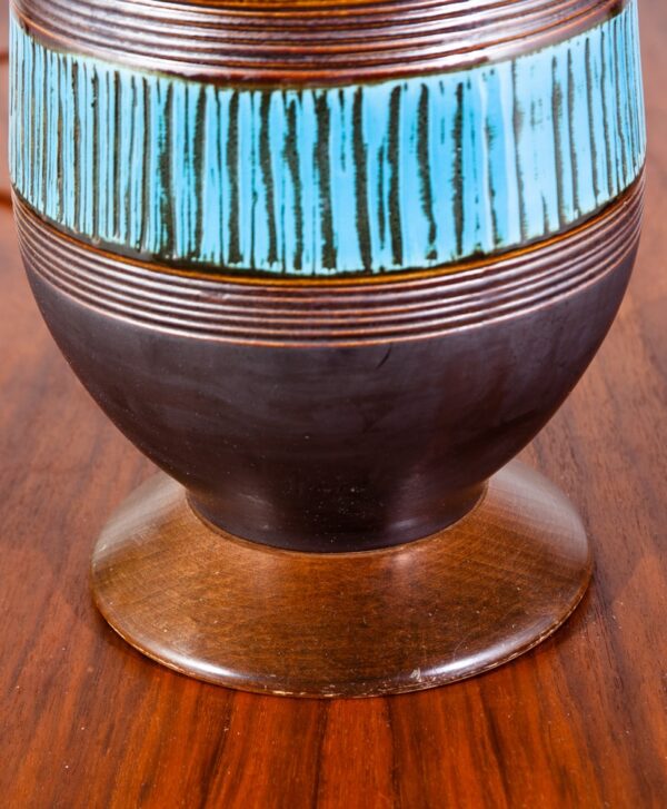 Mid Century Modern Table Lamp Ceramic Studio Blue Brown Vintage Lighting Light - Image 8
