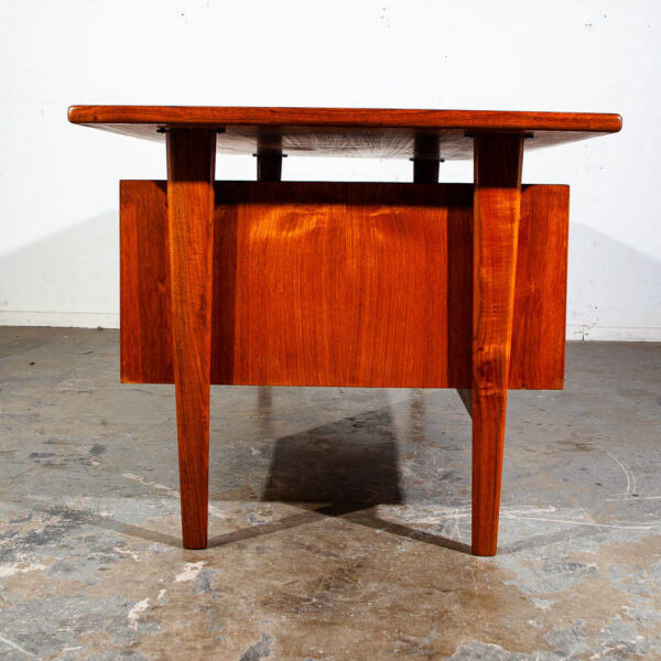 Mid Century Danish Modern Desk Kai Kristiansen Teak Executive Floating Denmark FM60 Restored Large - Image 7