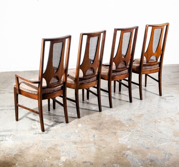 Mid Century Modern Dining Chairs Set 4 Teak Broyhill Brasilia II Cane Back Arms High Back - Image 2