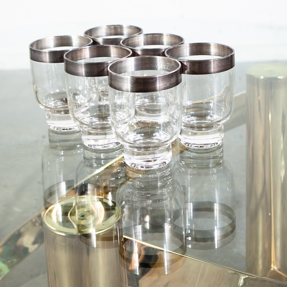 Mid Century Modern Glassware Barware Dorothy Thorpe Silver Lined 35 pc Set Mcm - Image 10