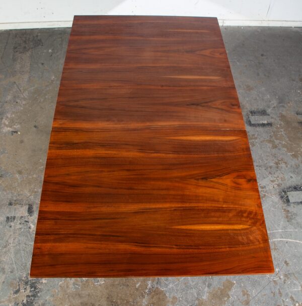 Mid Century Danish Modern Dining Table Drop Leaf Walnut Folding Chairs Vintage - Image 3