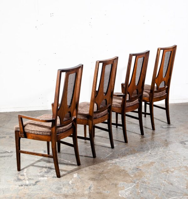 Mid Century Modern Dining Chairs Set 4 Teak Broyhill Brasilia II Cane Back Arms High Back - Image 7