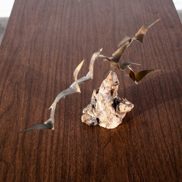 Mid Century Modern Bird Sculpture Brass Wood Artisan Vintage Gold Mantle C Jere - Image 7