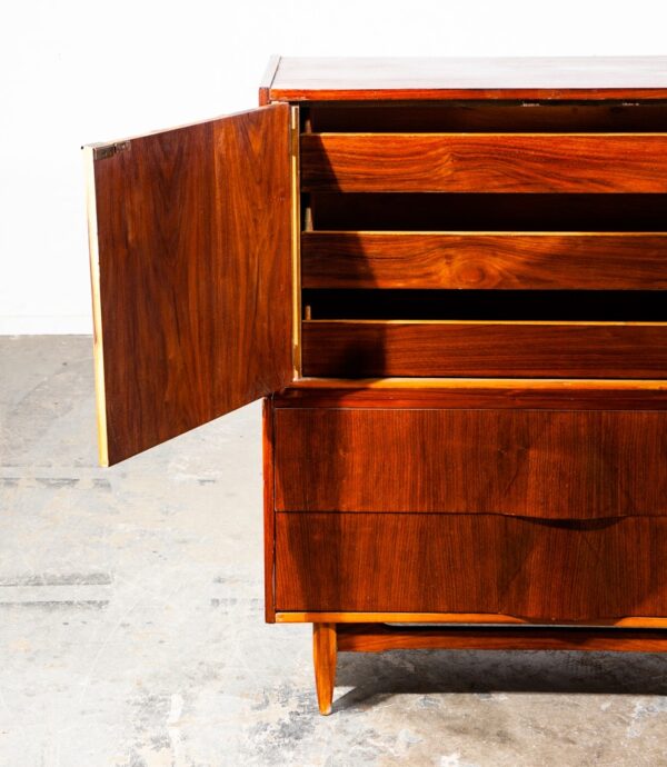 Mid Century Modern Dresser Highboy 5 Drawer Walnut Broyhill Drexel High Danish - Image 9