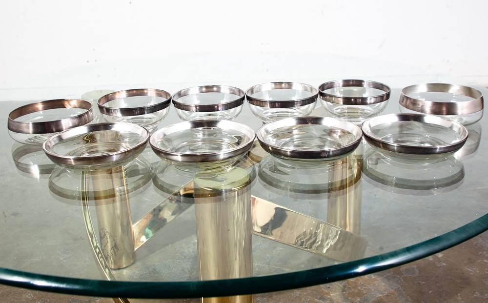 Mid Century Modern Glassware Barware Dorothy Thorpe Silver Lined 35 pc Set Mcm - Image 2