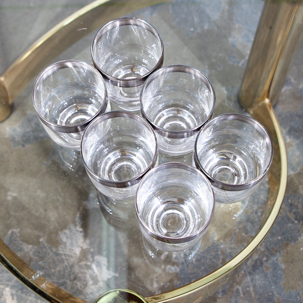 Mid Century Modern Glassware Barware Dorothy Thorpe Silver Lined 35 pc Set Mcm - Image 8