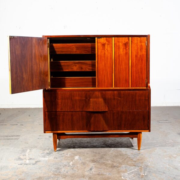 Mid Century Modern Dresser Highboy 5 Drawer Walnut Broyhill Drexel High Danish - Image 12