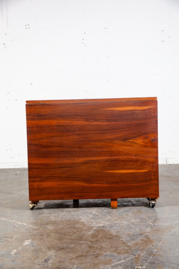 Mid Century Danish Modern Dining Table Drop Leaf Walnut Folding Chairs Vintage - Image 11