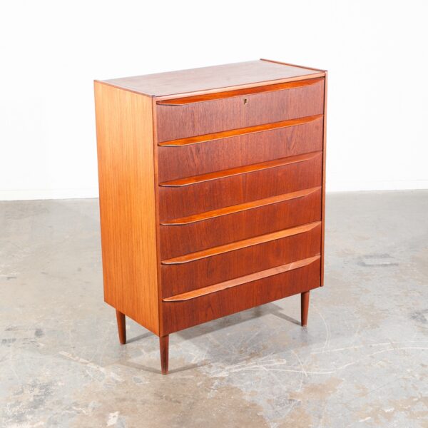 Mid Century Danish Modern Highboy Dresser Solid Teak 6 Drawer Ejsing Mobler Key