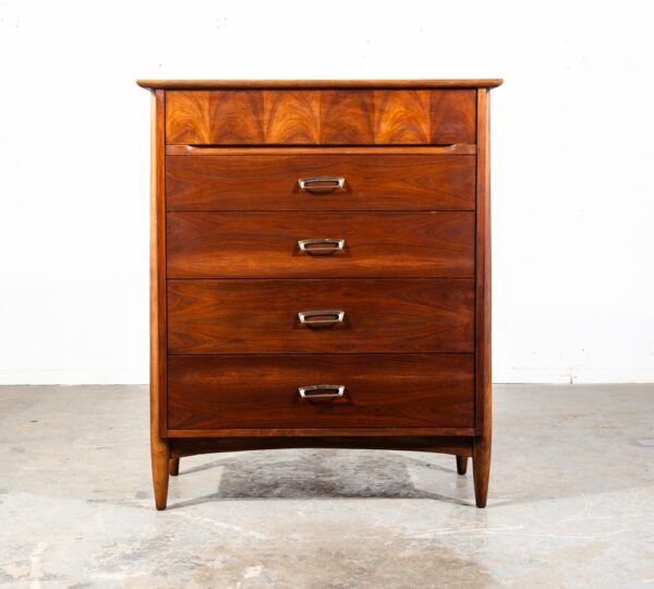 Mid Century Modern Dresser Highboy Walnut 5 Drawer Restored Danish Vintage Chest - Image 2