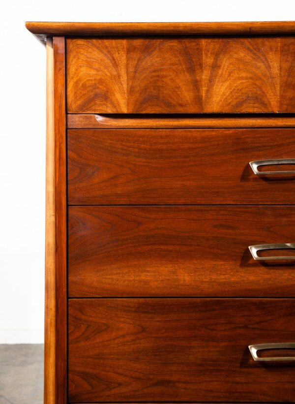 Mid Century Modern Dresser Highboy Walnut 5 Drawer Restored Danish Vintage Chest - Image 6