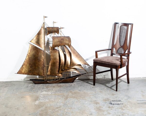 Mid Century Modern Wall Hanging Original Art C Curtis Jere Ship Boat Brass Huge Large - Image 4