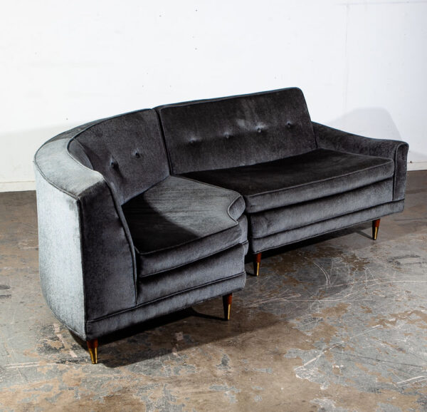 Mid Century Modern Sectional Sofa Kroehler Valentine Couch Grey Blue Danish - Image 5