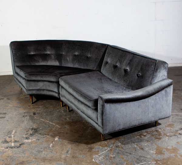 Mid Century Modern Sectional Sofa Kroehler Valentine Couch Grey Blue Danish - Image 2