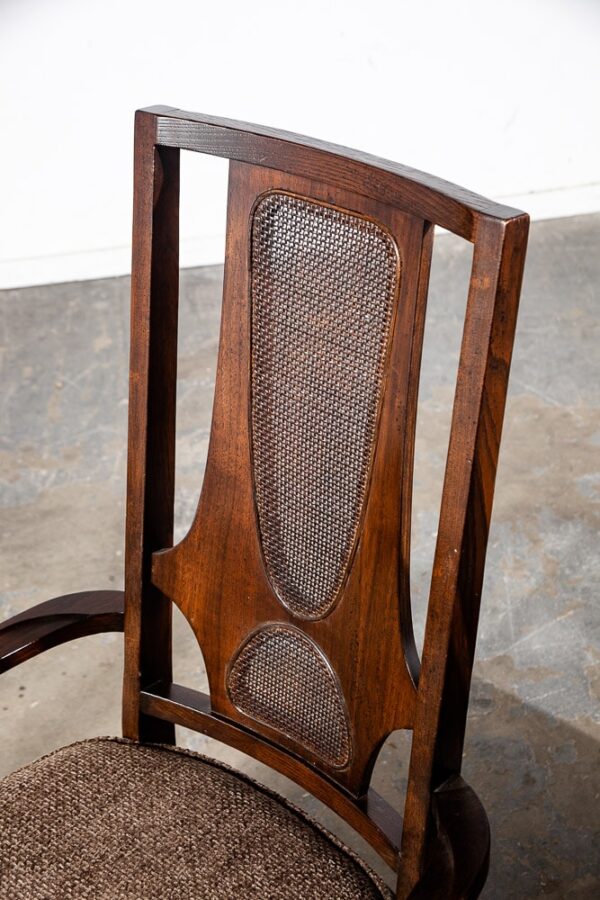 Mid Century Modern Dining Chairs Set 4 Teak Broyhill Brasilia II Cane Back Arms High Back - Image 9