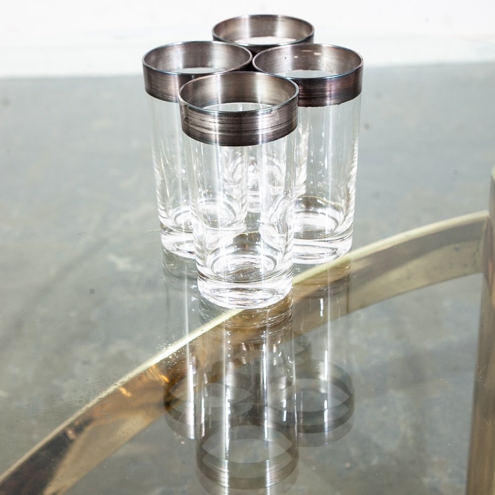 Mid Century Modern Glassware Barware Dorothy Thorpe Silver Lined 35 pc Set Mcm - Image 9