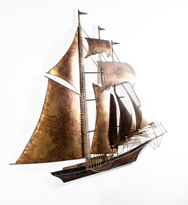 Mid Century Modern Wall Hanging Original Art C Curtis Jere Ship Boat Brass Huge Large - Image 2