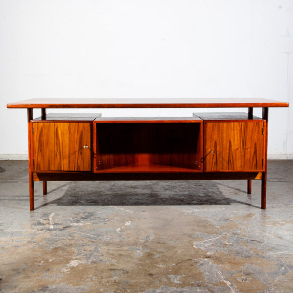Mid Century Danish Modern Desk Kai Kristiansen Teak Executive Floating Denmark FM60 Restored Large - Image 5