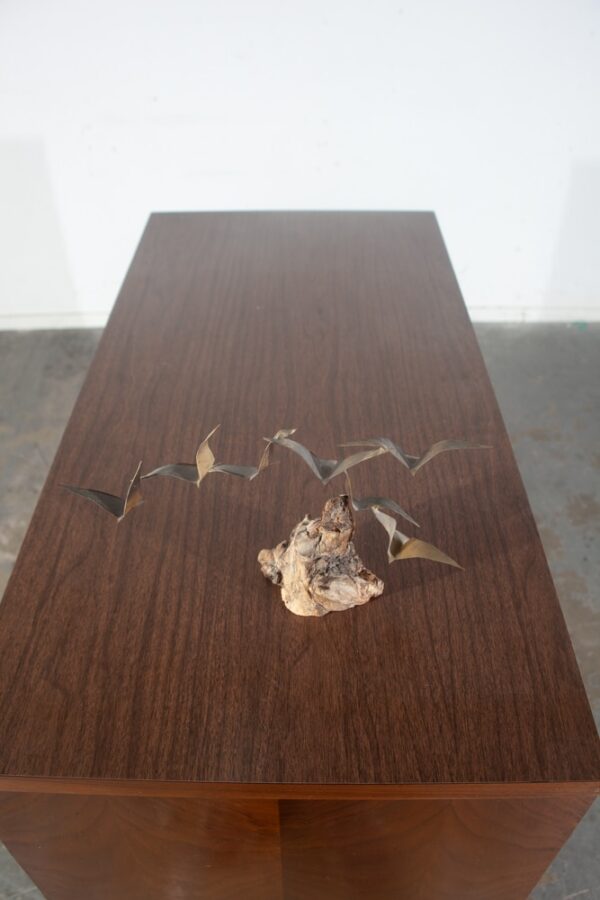Mid Century Modern Bird Sculpture Brass Wood Artisan Vintage Gold Mantle C Jere - Image 9