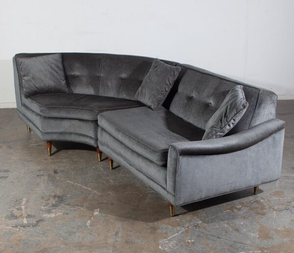 Mid Century Modern Sectional Sofa Kroehler Valentine Couch Grey Blue Danish - Image 4