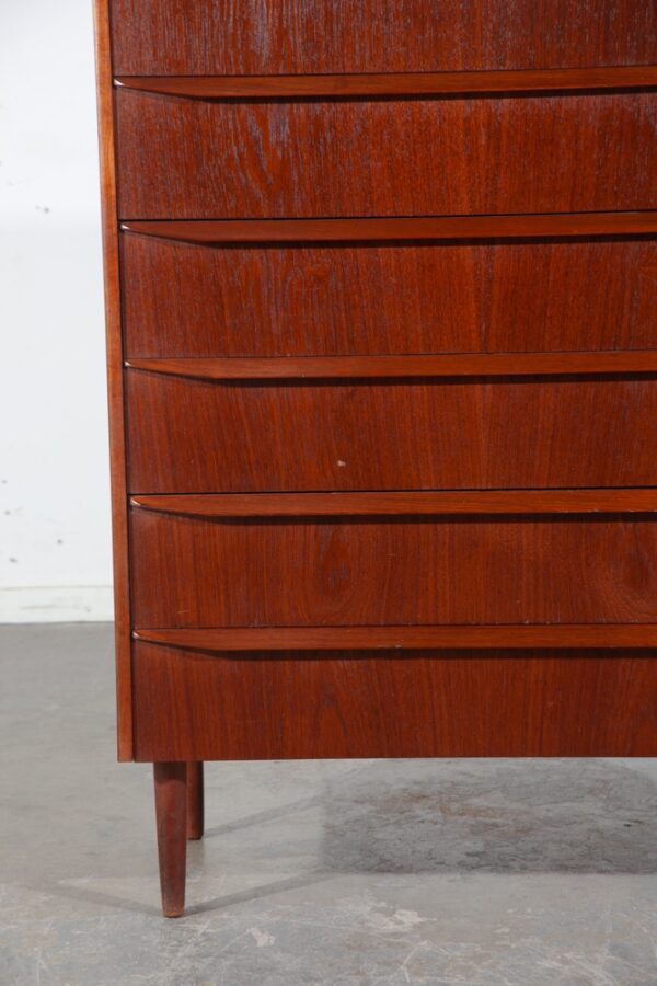 Mid Century Danish Modern Highboy Dresser Solid Teak 6 Drawer Ejsing Mobler Key - Image 10