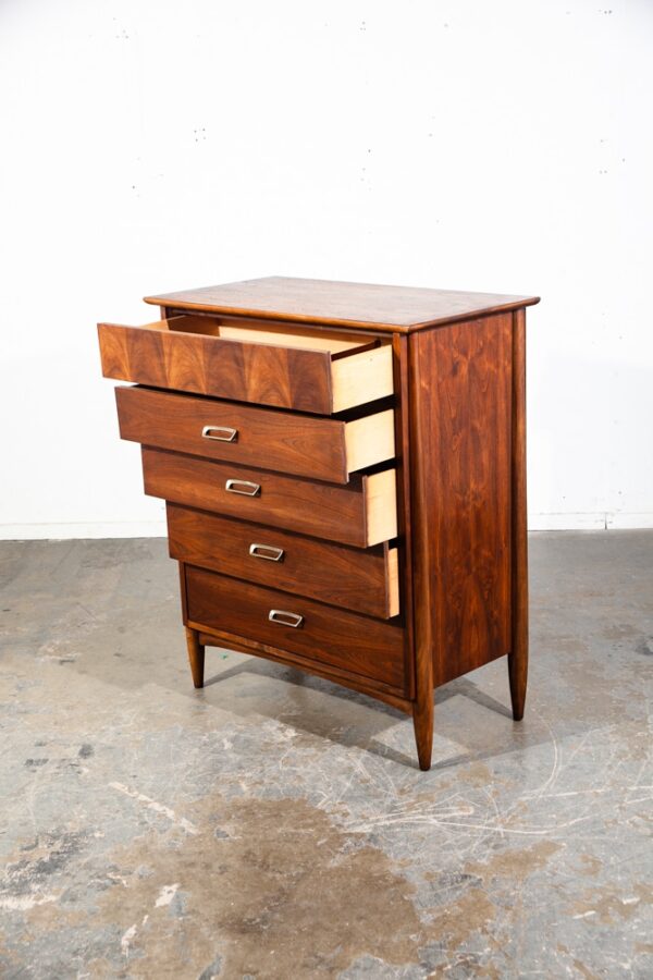 Mid Century Modern Dresser Highboy Walnut 5 Drawer Restored Danish Vintage Chest - Image 5