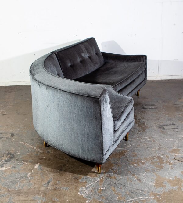 Mid Century Modern Sectional Sofa Kroehler Valentine Couch Grey Blue Danish - Image 9