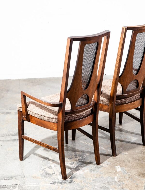 Mid Century Modern Dining Chairs Set 4 Teak Broyhill Brasilia II Cane Back Arms High Back - Image 10