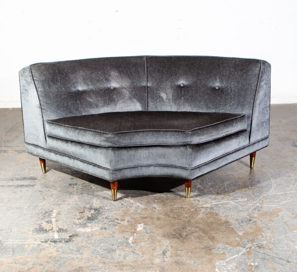 Mid Century Modern Sectional Sofa Kroehler Valentine Couch Grey Blue Danish - Image 11