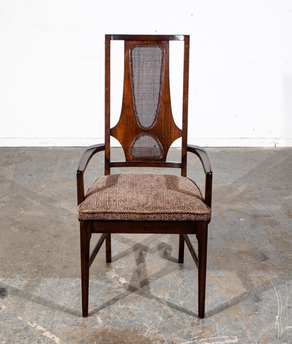 Mid Century Modern Dining Chairs Set 4 Teak Broyhill Brasilia II Cane Back Arms High Back - Image 6