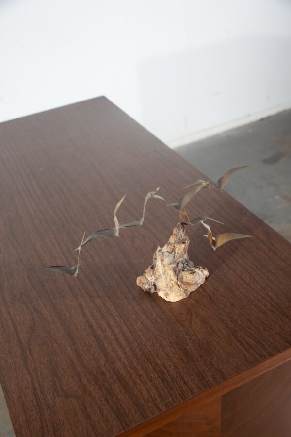 Mid Century Modern Bird Sculpture Brass Wood Artisan Vintage Gold Mantle C Jere - Image 4