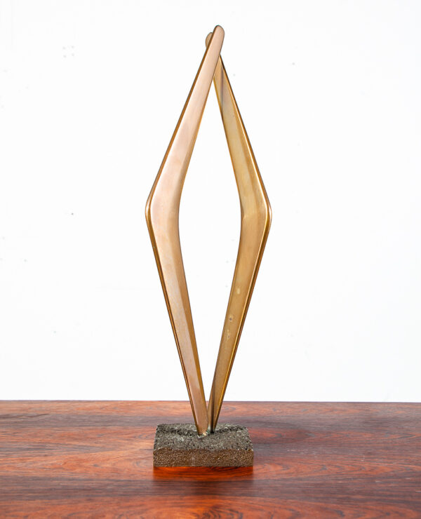 Mid Century Modern Sculpture Signed Dated Bronze Brass Metal Modernist Abstract