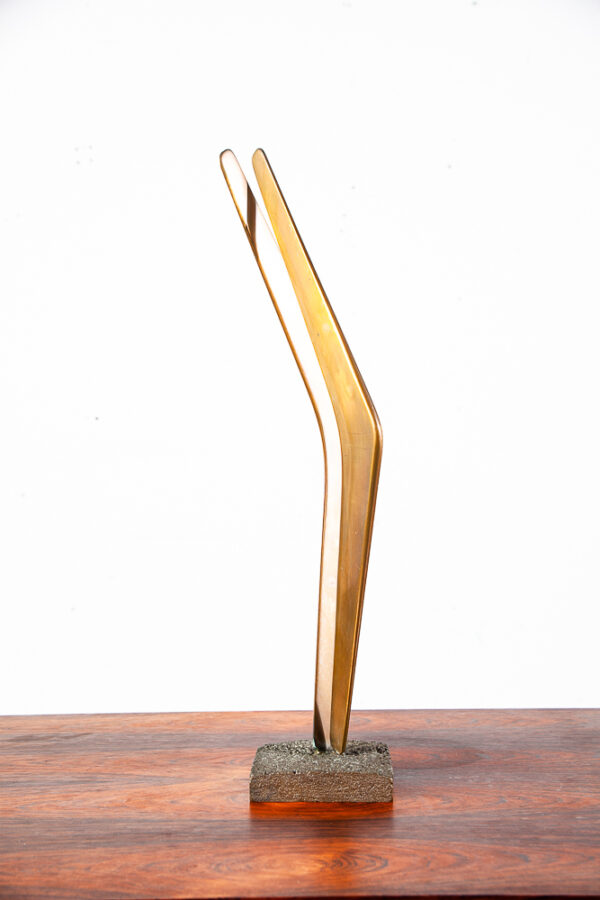 Mid Century Modern Sculpture Signed Dated Bronze Brass Metal Modernist Abstract - Image 2