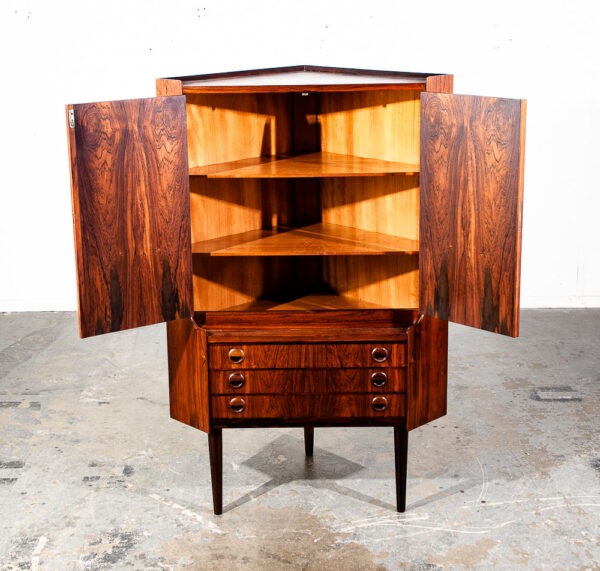 Mid Century Danish Modern Corner Cabinet Unit Brazilian Rosewood Bar Mcm Denmark - Image 2