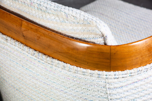 Mid Century Modern Lounge Chairs Slipper Tomlinson Erwin Lambeth Walnut White NM - Image 11