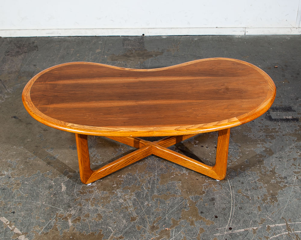 Mid Century Modern Coffee Table Kidney Walnut Lane Perception X Base Danish Mcm - Image 2