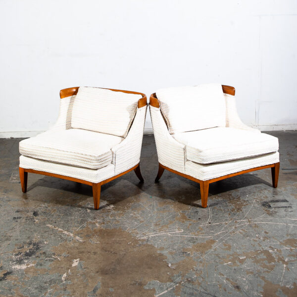 Mid Century Modern Lounge Chairs Slipper Tomlinson Erwin Lambeth Walnut White NM - Image 8